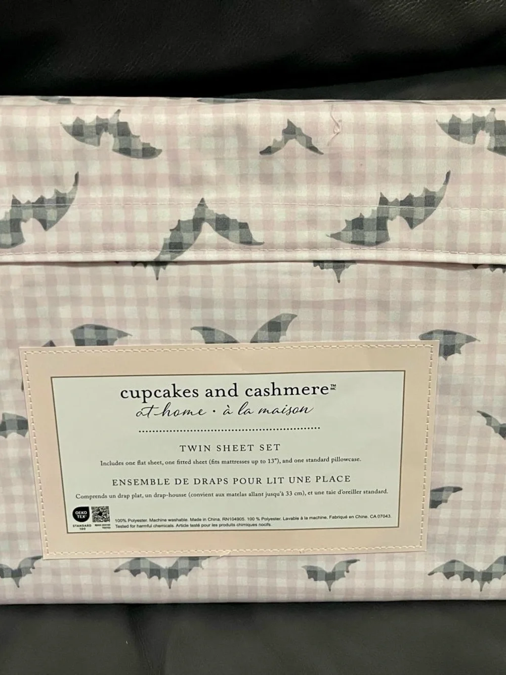 Halloween Cupcakes and Cashmere Gingham Bat Picnic Twin Sheet Set